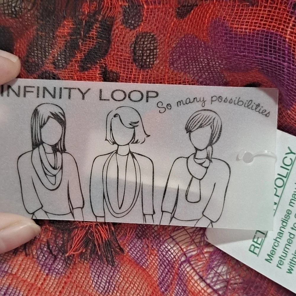 Collection Eighteen Infinty Loop Scarf Red Animal Print NWT